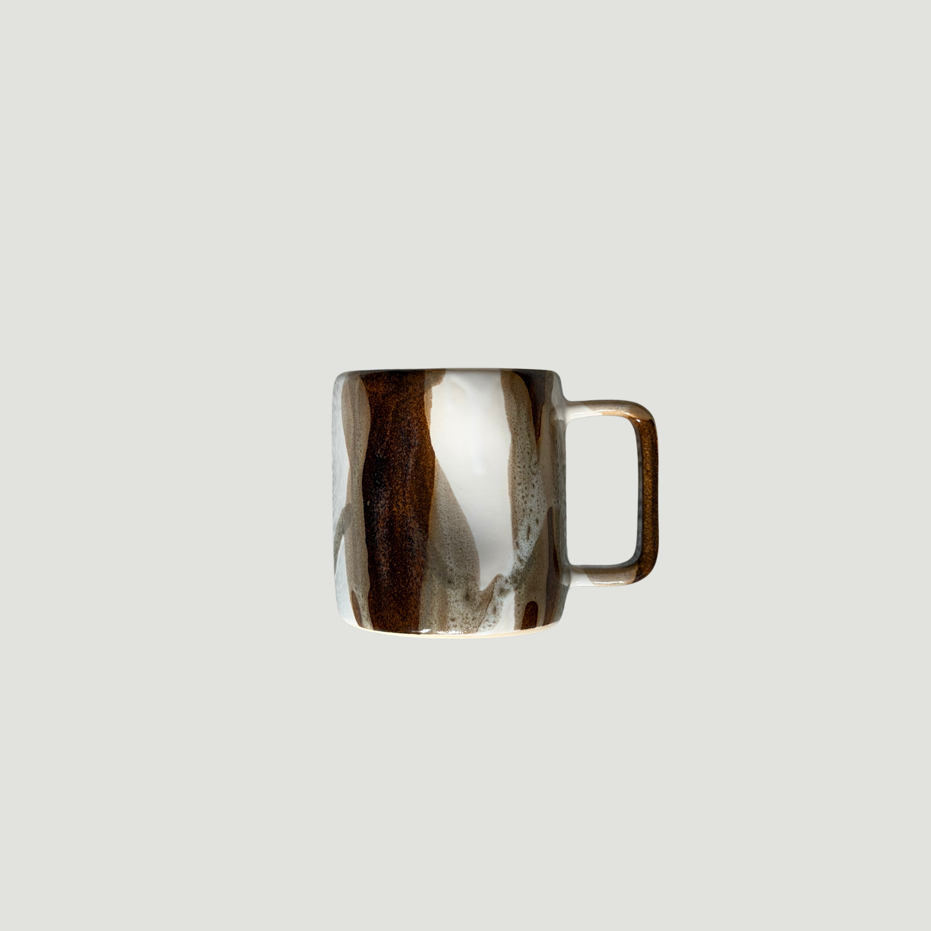 Brown and White Stripe Dimpled Mug