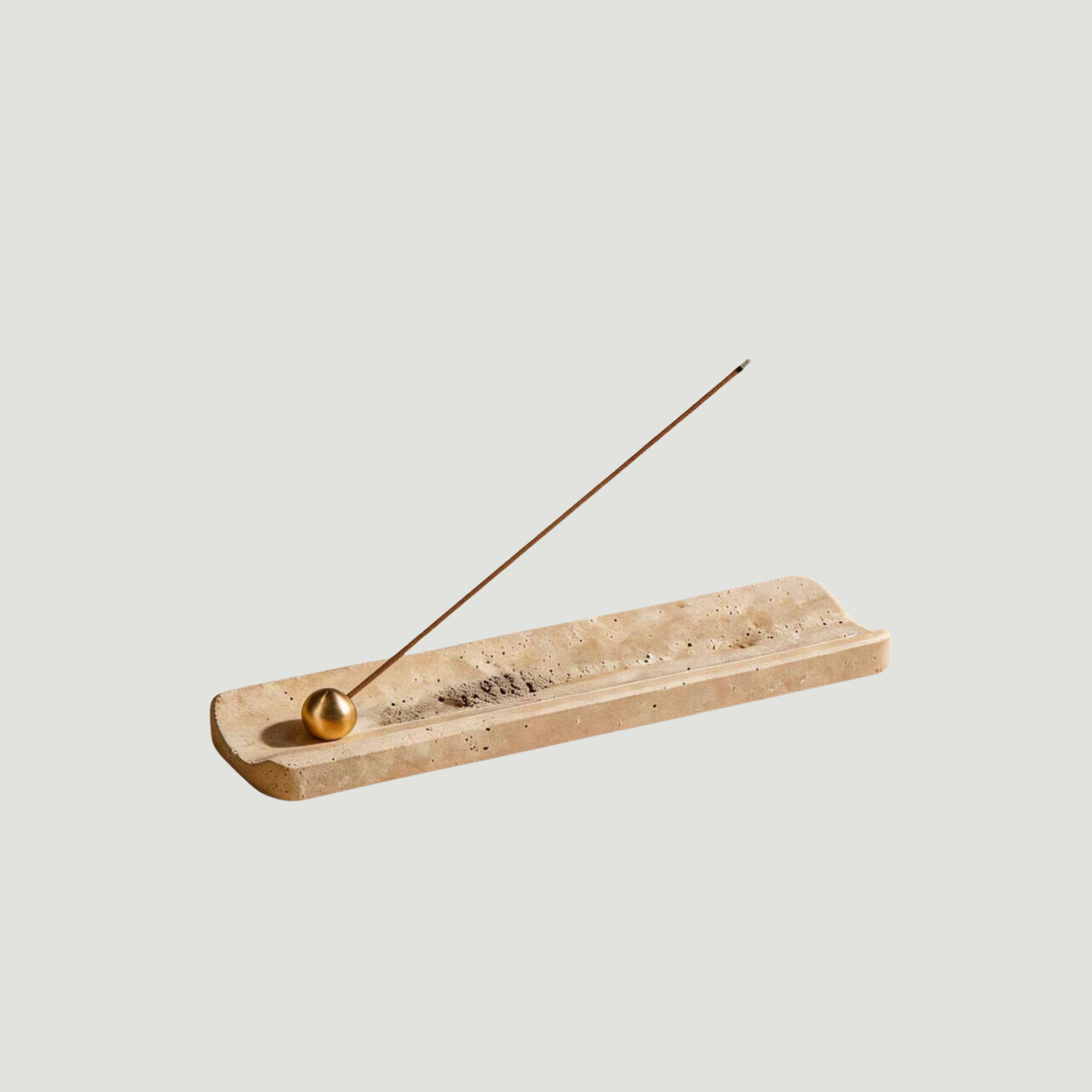 Travertine & Brass Incense Holder